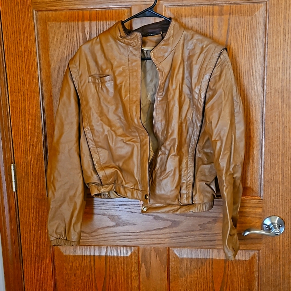 Brown leather jacket